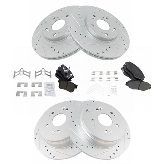 TRQ® - Front and Rear Disc Brake Kit with Semi-Metallic Pads