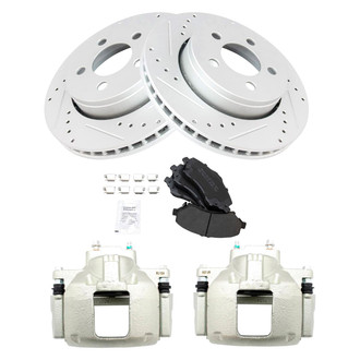 TRQ® - Performance Semi-Metallic Front Brake Kit with Calipers