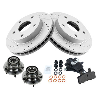 TRQ® - Performance Semi-Metallic Front Brake Kit with Hub Assemblies