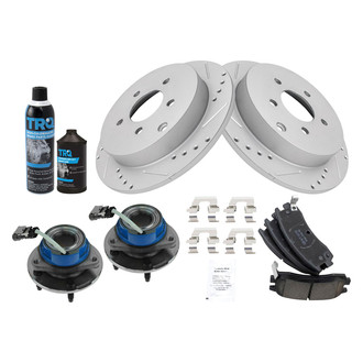 TRQ® - Performance Ceramic Rear Brake Kit with Hub Assemblies