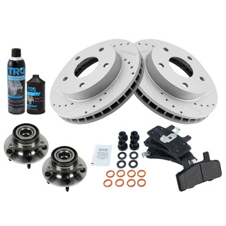 TRQ® - Performance Semi-Metallic Front Brake Kit with Hub Assemblies