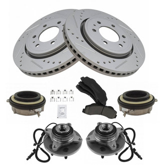 TRQ® - Front Disc Brake Kit with Ceramic Pads and Hub Assemblies