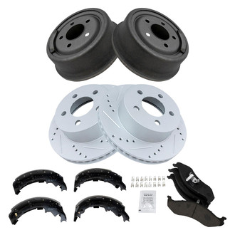 TRQ® - Performance Ceramic Front and Rear Brake Kit with Drum and Shoes