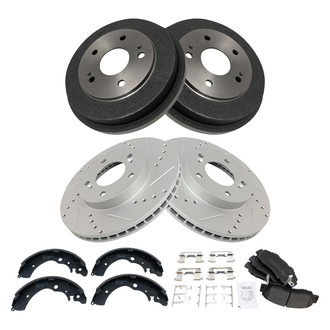 TRQ® - Performance Semi-Metallic Front and Rear Brake Kit with Drum and Shoes