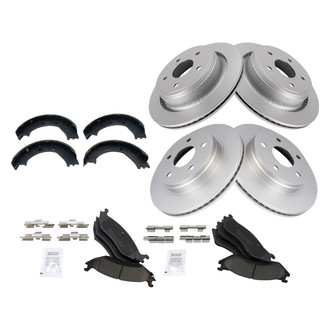 TRQ® - Front and Rear Disc Brake Kit with Ceramic Pads and Shoes