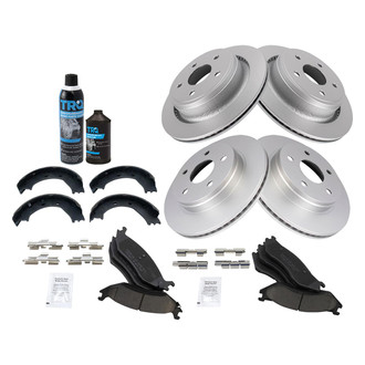 TRQ® - Front and Rear Disc Brake Kit with Ceramic Pads and Shoes