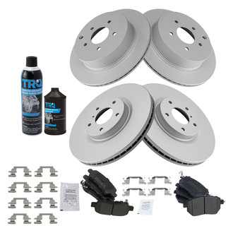 TRQ® - Front and Rear Disc Brake Kit with Semi-Metallic Pads