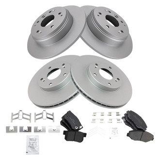 TRQ® - Front and Rear Disc Brake Kit with Semi-Metallic Pads