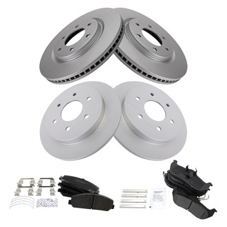 TRQ® - Front and Rear Disc Brake Kit with Semi-Metallic Pads