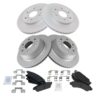 TRQ® - Front and Rear Disc Brake Kit with Semi-Metallic Pads