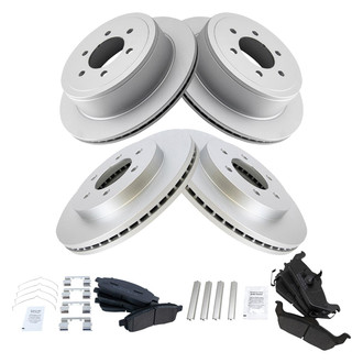TRQ® - Front and Rear Disc Brake Kit with Semi-Metallic Pads