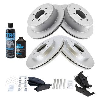 TRQ® - Front and Rear Disc Brake Kit with Semi-Metallic Pads