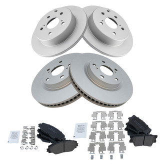 TRQ® - Front and Rear Disc Brake Kit with Semi-Metallic Pads