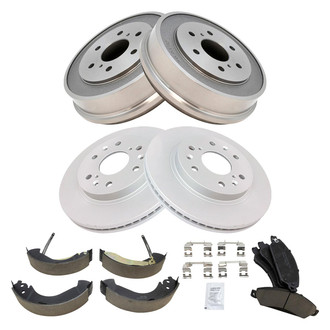 TRQ® - Front and Rear Disc and Drum Brake Kit with Ceramic Pads