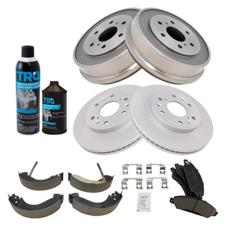 TRQ® - Front and Rear Disc and Drum Brake Kit with Ceramic Pads
