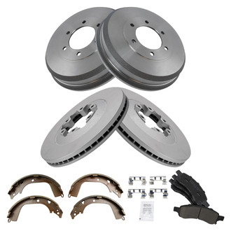TRQ® - Front and Rear Disc and Drum Brake Kit with Ceramic Pads