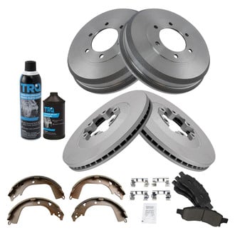 TRQ® - Ceramic Front and Rear Front Disc Brake Pads and Rear Shoes Kit