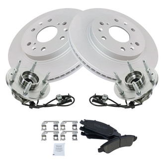 TRQ® - Front Driver Side Disc Brake Kit with Ceramic Pads and Hub Assemblies