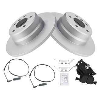 TRQ® - Rear Disc Brake Kit with Semi-Metallic Pads and Pad Wear Sensors