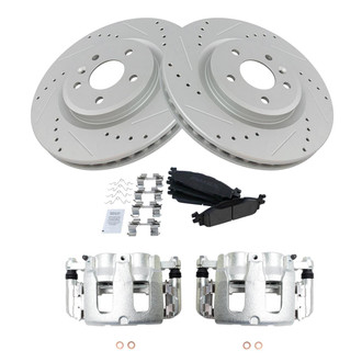 TRQ® - Performance Semi-Metallic Front Brake Kit with Calipers