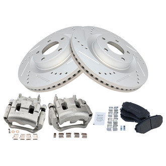 TRQ® - Performance Semi-Metallic Front Brake Kit with Calipers