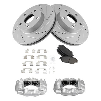 TRQ® - Performance Semi-Metallic Front Brake Kit with Calipers