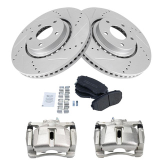 TRQ® - Performance Semi-Metallic Front Brake Kit with Calipers