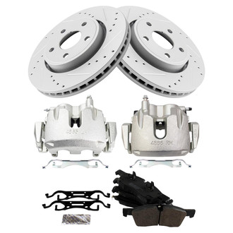 TRQ® - Performance Semi-Metallic Front Brake Kit with Calipers