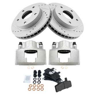 TRQ® - Performance Semi-Metallic Front Brake Kit with Calipers