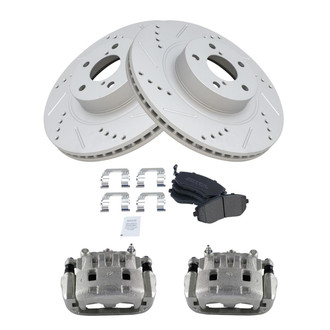 TRQ® - Performance Semi-Metallic Front Brake Kit with Calipers