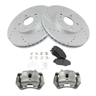 TRQ® - Performance Semi-Metallic Front Brake Kit with Calipers