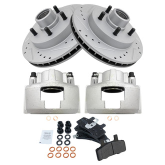 TRQ® - Performance Semi-Metallic Front Brake Kit with Calipers