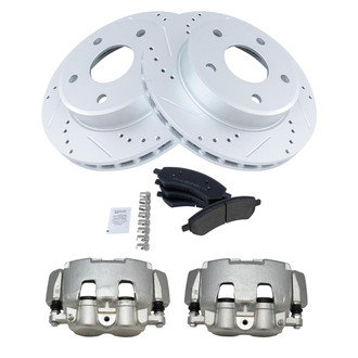 TRQ® - Performance Semi-Metallic Front Brake Kit with Calipers