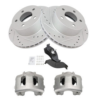 TRQ® - Performance Semi-Metallic Front Brake Kit with Calipers