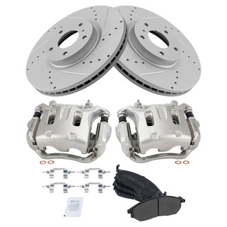 TRQ® - Performance Semi-Metallic Front Brake Kit with Calipers