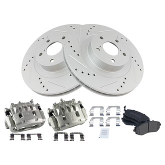 TRQ® - Performance Semi-Metallic Front Brake Kit with Calipers