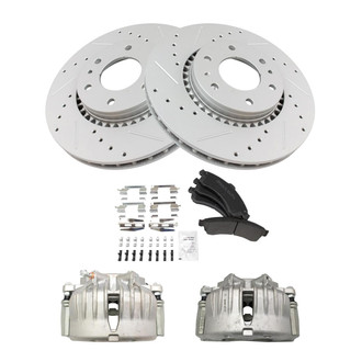 TRQ® - Performance Semi-Metallic Front Brake Kit with Calipers