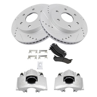 TRQ® - Performance Semi-Metallic Front Brake Kit with Calipers