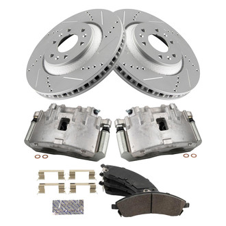 TRQ® - Performance Semi-Metallic Front Brake Kit with Calipers