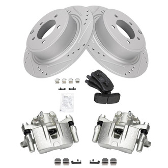 TRQ® - Performance Semi-Metallic Rear Brake Kit with Calipers