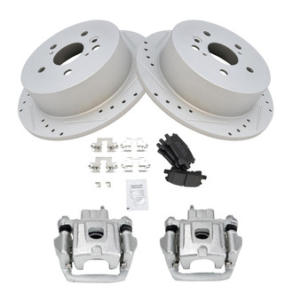 TRQ® - Performance Semi-Metallic Rear Brake Kit with Calipers