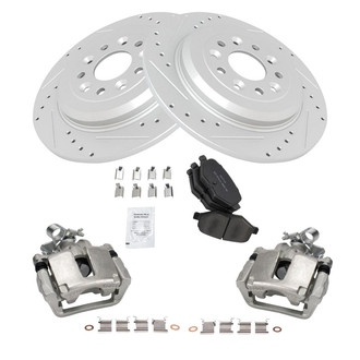 TRQ® - Performance Semi-Metallic Rear Brake Kit with Calipers
