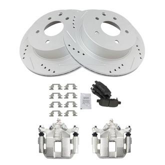 TRQ® - Performance Semi-Metallic Rear Brake Kit with Calipers