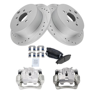 TRQ® - Performance Semi-Metallic Rear Brake Kit with Calipers