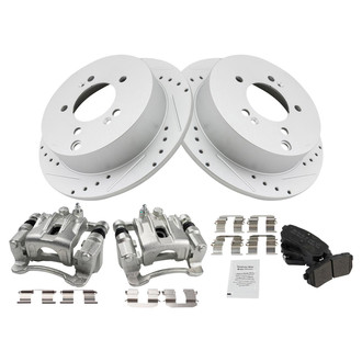 TRQ® BKA27013 - Performance Semi-Metallic Rear Brake Kit with Calipers