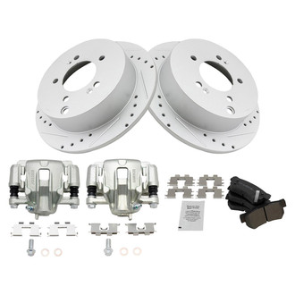 TRQ® - Performance Semi-Metallic Rear Brake Kit with Calipers