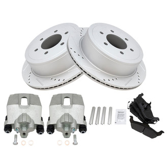TRQ® - Performance Semi-Metallic Rear Brake Kit with Calipers