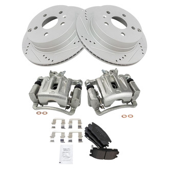 TRQ® - Performance Semi-Metallic Rear Brake Kit with Calipers