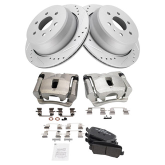 TRQ® - Performance Semi-Metallic Rear Brake Kit with Calipers