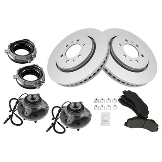 TRQ® - Front Disc Brake Kit with Ceramic Pads and Hub Assemblies